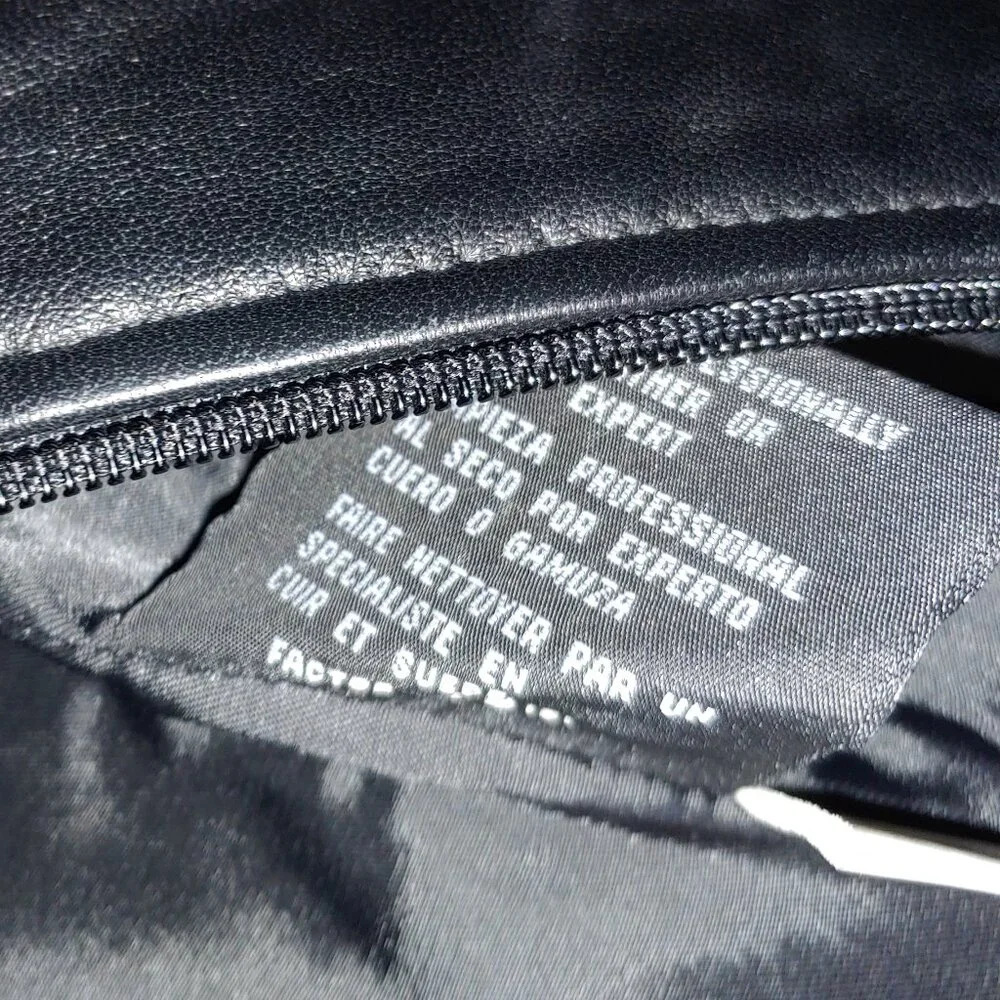 Reaction by Kenneth Cole Black Leather Full Zip Belted Jacket Size L